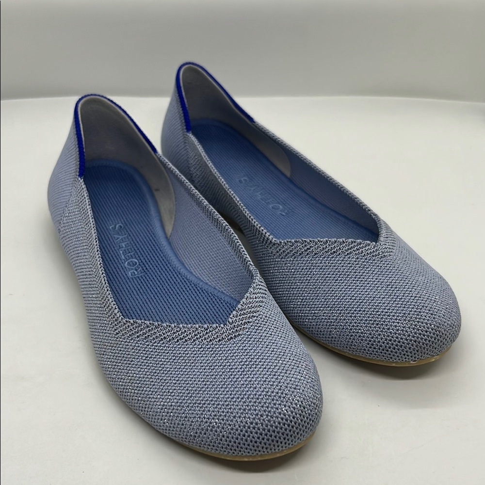 Rothy's Women's Something Blue Knit Ballet Flats Round Toe 6.5 Sparkle